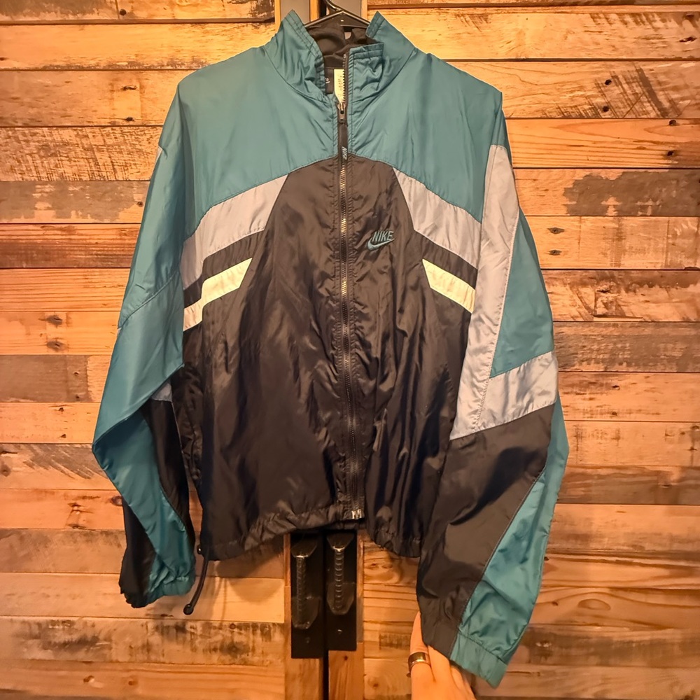 Vintage Nike Colorblock Windbreaker Jacket Teal‎ Black Medium